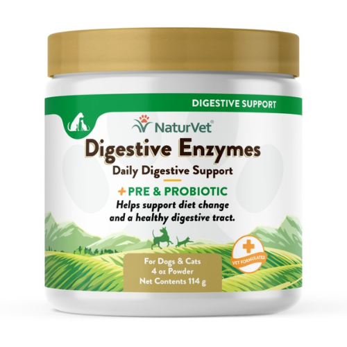 NaturVet Digestive Enzymes with Probiotics Powder 4 oz