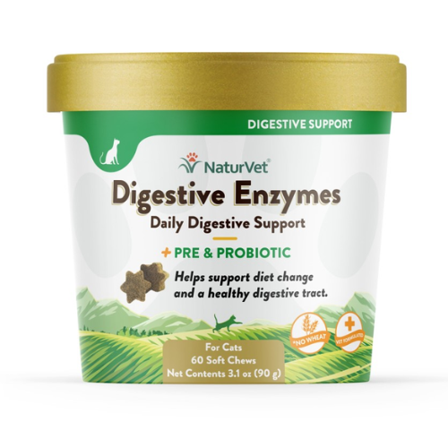 NaturVet Cat Digestive Enzymes Plus Probiotic Chews 60CT