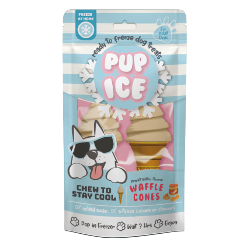 Pup Ice Vanilla Peanut Butter Waffle Cones Medium 2 Pack