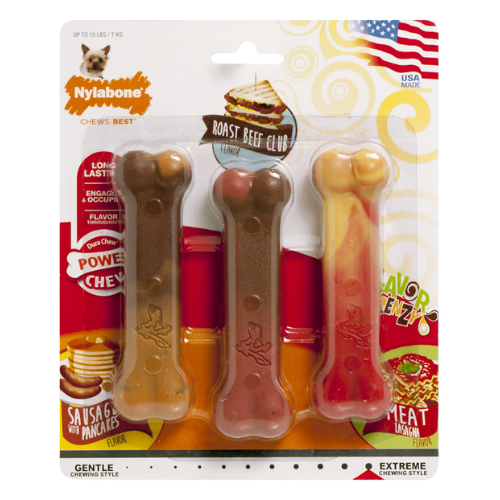 Nylabone Flavor Frenzy Dog Chew Bone Variety Regular 3 Pack