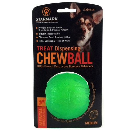 Starmark Dog Toy Treat Dispensing Chew Tough Ball Medium