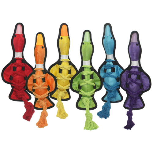 Multipet Dog Toy Cross-Ropes Squeaky Plush Duck
