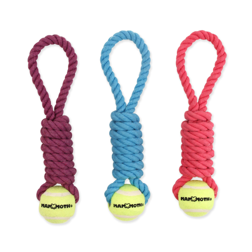 Mammoth Dog Toy Flossy Chew Braided Twister Pull Tug with Mini Ball 11''