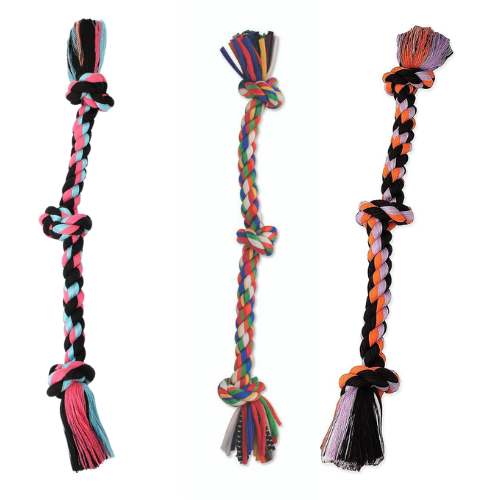 Mammoth Flossy Chew Dog Toy 3 Knot Tug Medium Color