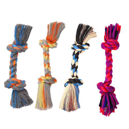 Mammoth Flossy Chew Dog Toy 2 Knot Bone Mini Color