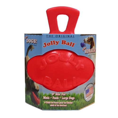 Jolly Pets Dog Toy Tug-n-Toss Ball with Handle 8'' Red