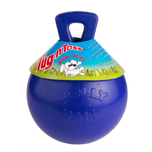 Jolly Pets Dog Toy Tug-n-Toss Ball with Handle 6'' Blue