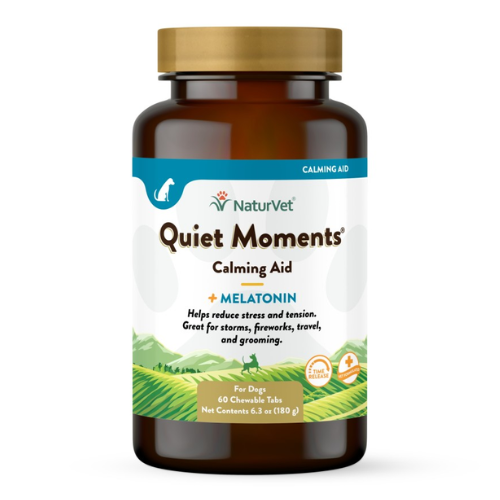 NaturVet Quiet Moments Dog Calming Aid with Melatonin Chewable Tablets 60ct