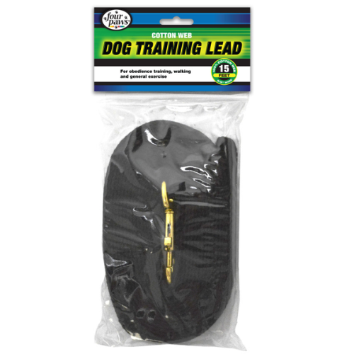 Four Paws Dog Training Leash Web 15' Black