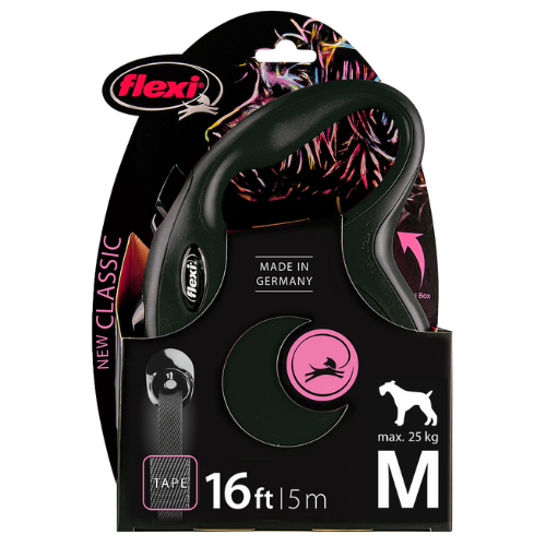 Flexi Classic Tape Dog Leash Restractable Medium 16' Black
