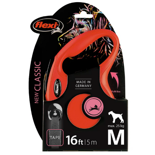 Flexi Classic Tape Dog Leash Restractable Medium 16' Red