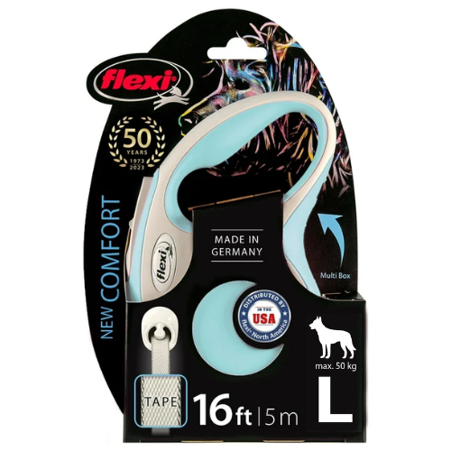 Flexi Comfort Tape Dog Leash Retractable Large 16' Blue