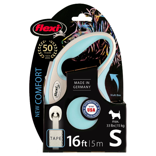 Flexi Comfort Tape Dog Leash Retractable Small 16' Blue