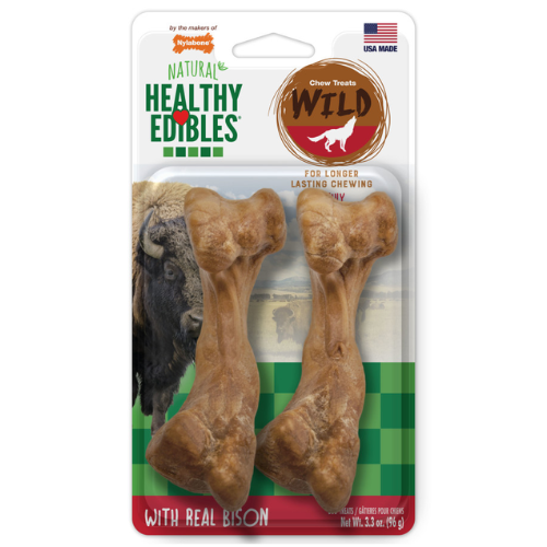 Nylabone Healthy Edibles Wild Medium Dog Bone Bison 2pk