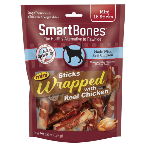 SmartBones Chicken Wrapped Mini Dog Chews 15pk