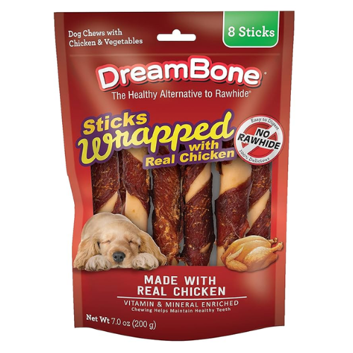 DreamBone Dog Treats Wrapped Stick Chicken 8pk
