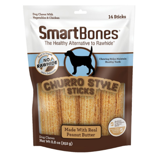 SmartBones Churro Sticks Peanut Butter Large Dog Chews 14pk