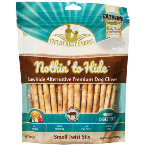 Fieldcrest Farms Nothin To Hide Collagen Dog Chews Small Beef Twist Stix
