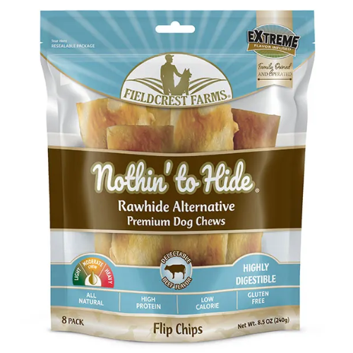 Fieldcrest Farms Nothin To Hide Collagen Dog Chews Beef Flip Chips 8pk