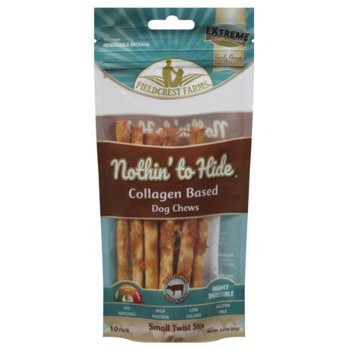 Fieldcrest Farms Nothin To Hide Collagen Dog Chews Small Beef Twist Stix