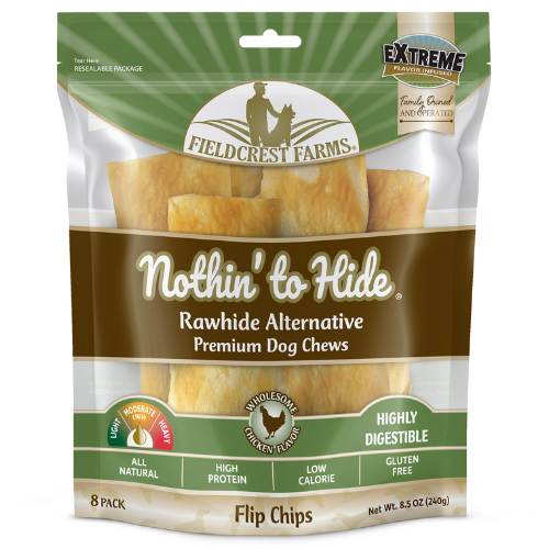 Fieldcrest Farms Nothin To Hide Collagen Dog Chews Chicken Flip Chips 8pk