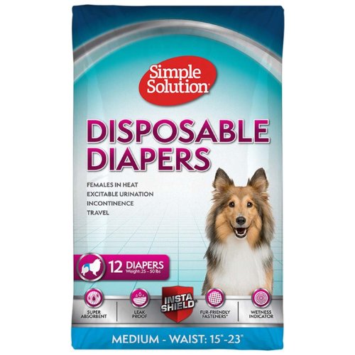 Simple Solution Dog Disposable Diaper Medium 12 Pack