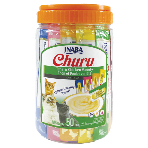 Churu Lickable Cat Treats Tuna & Chicken Variety Tub 50 Pack