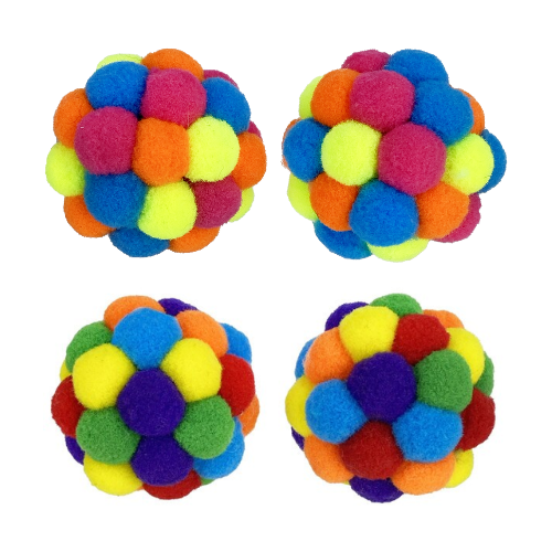 POMPOM BALL W RATTLE ASST