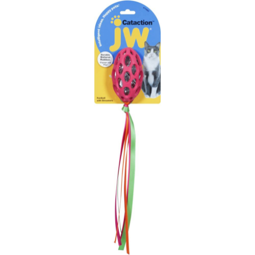 JW Pet Cat Toy Cat Toy Cataction Football with Streamers