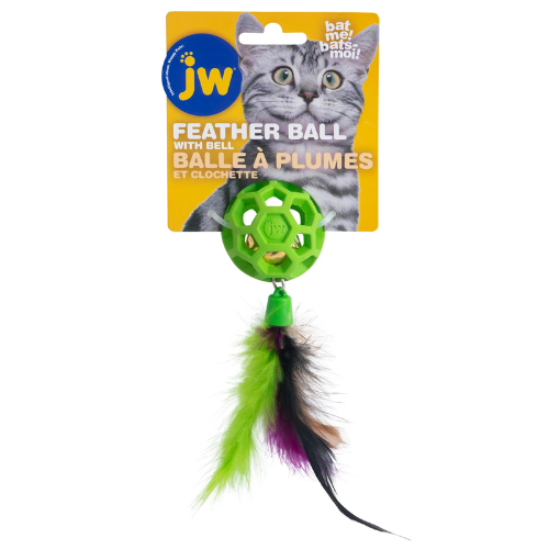 JW Pet Cat Toy Cataction Feather Ball with Bell