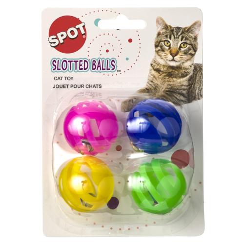 Ethical Cat Toy Slotted Ball 4 Pack Assorted Colors