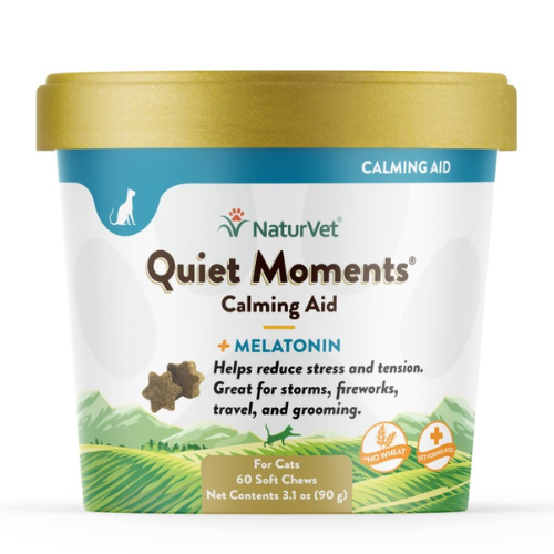 NaturVet Quiet Moments Cat Calming Aid with Melatonin Soft Chews 60ct