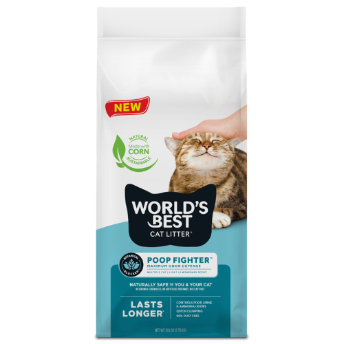 World's Best Cat Litter Poop Fighter Clumping Multi Cat Corn Litter 28#