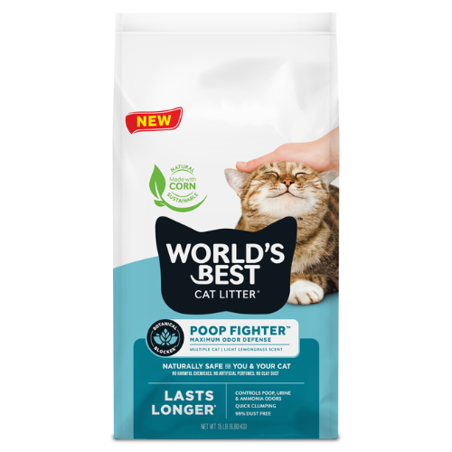 World's Best Cat Litter Poop Fighter Clumping Multi Cat Corn Litter 15#