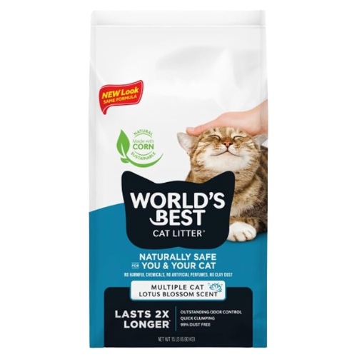 World's Best Cat Litter Lotus Blossom Scented Clumping Multi Cat Corn Litter