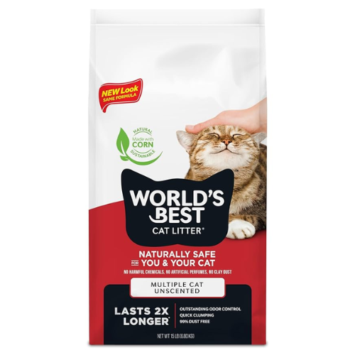 World's Best Cat Litter Unscented Clumping Multi Cat Corn Litter 15#