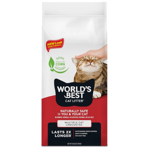World's Best Cat Litter Unscented Clumping Multi Cat Corn Litter 28#