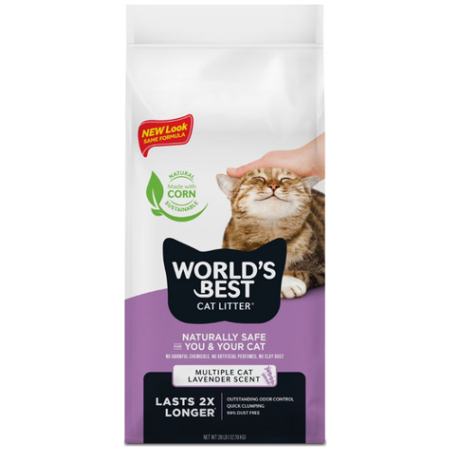 World's Best Cat Litter Lavender Scented Clumping Multi Cat Corn Litter 28#