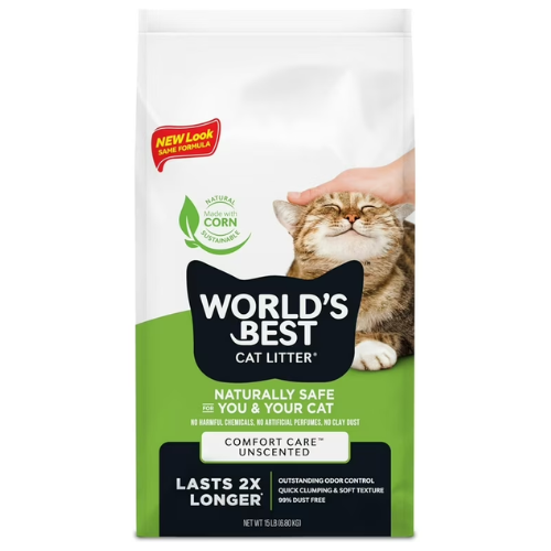 World's Best Cat Litter Unscented Clumping Corn Litter 15#