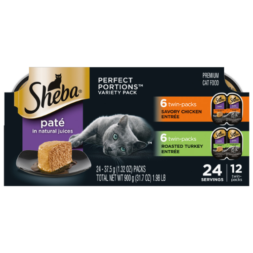 Sheba Perfect Portions Cat Chicken Pate & Turkey Pate Variety 12pk