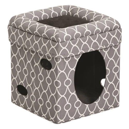 Midwest Curious Cat Geometric Gray Cube Condo 15''