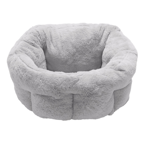 Furhaven Luxury Fur Warming Hi Lo Cuddler Pet Bed Small Grey 20"