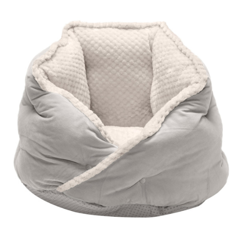 Furhaven Faux Fur & Velvet Hug Pet Bed Small Grey 18"