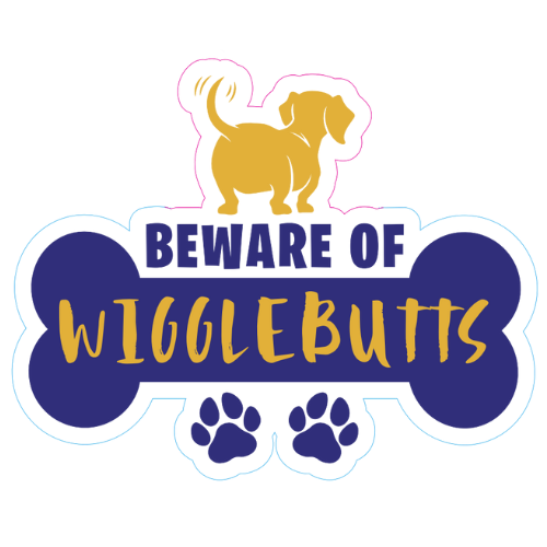 "Beware Of Wiggle Butts" Dog Large Sticker