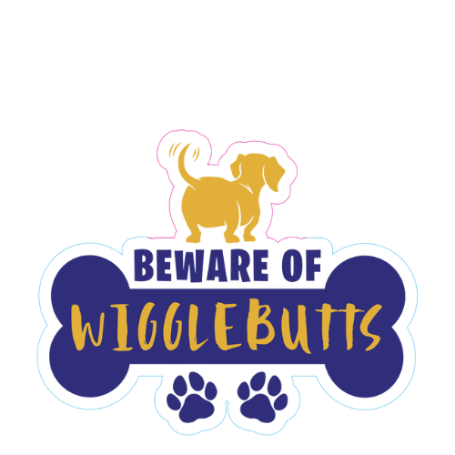 "Beware Of Wiggle Butts" Dog Small Sticker