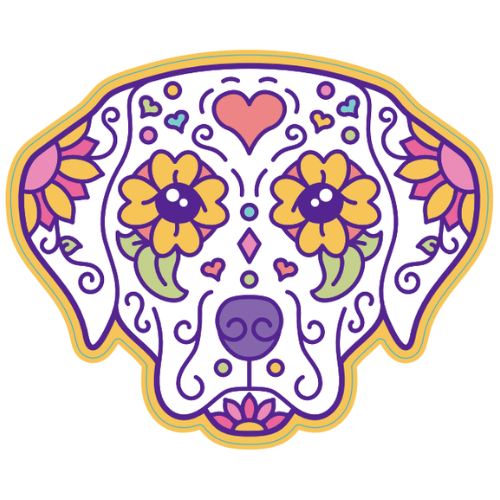 Dog Sugar Skull Large Sticker