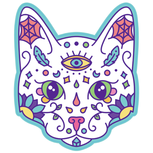 Cat Sugar Skull Large Sticker