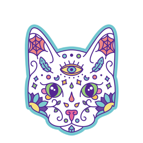 Cat Sugar Skull Small Sticker