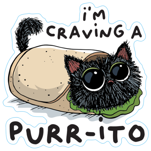 "Im Craving A Purr-ito" Cat Large Sticker