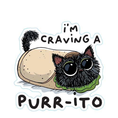 "I'm Craving A Purr-ito" Cat Small Sticker